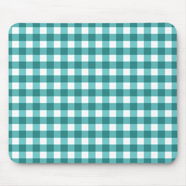 Teal gingham mouse pad (Front)
