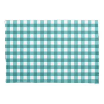 Teal Gingham Pillow Case by FarmingBackwards at Zazzle