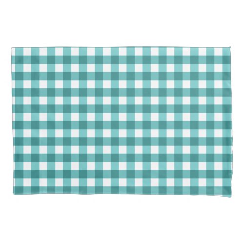 Teal gingham pillow case