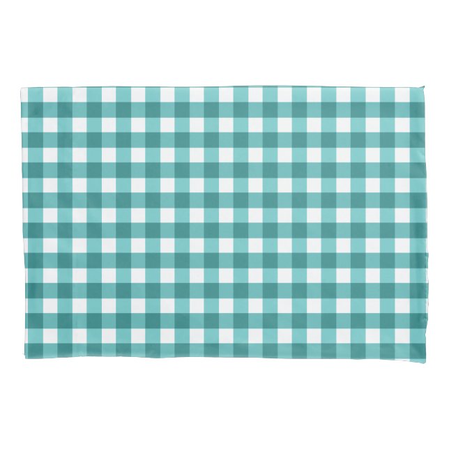 Teal gingham pillow case (Front)