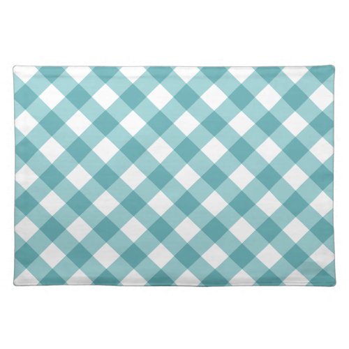 Teal Gingham Plaid Pattern Cloth Placemat