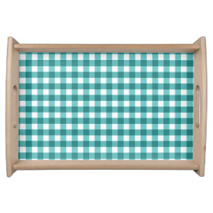 Teal gingham serving tray