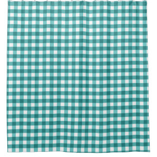 Teal gingham shower curtain