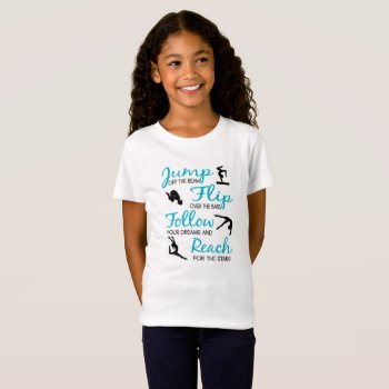 Teal Girls Gymnastics T-shirt by Kookyburra at Zazzle