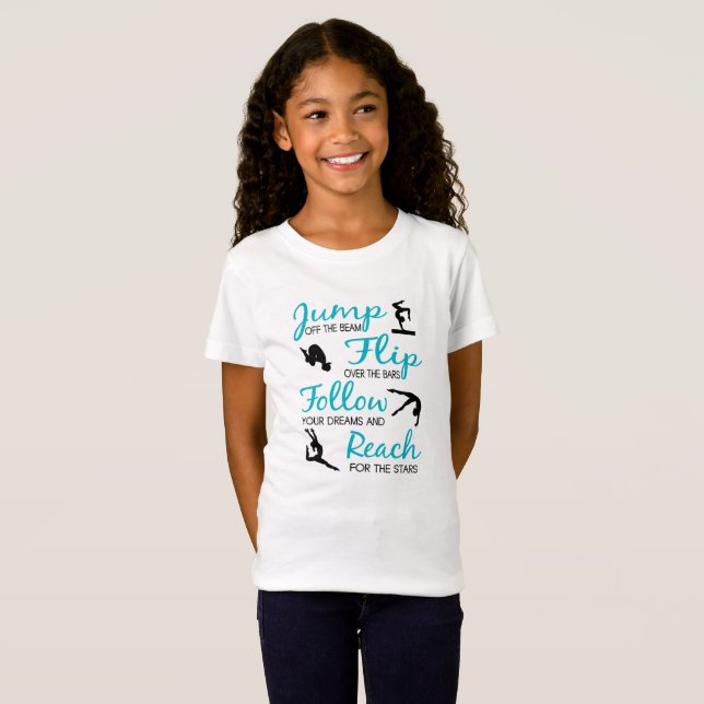 Teal Girls Gymnastics T-Shirt (Front Full)