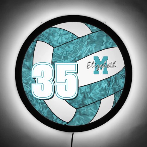 teal girly volleyball sports team colors LED sign
