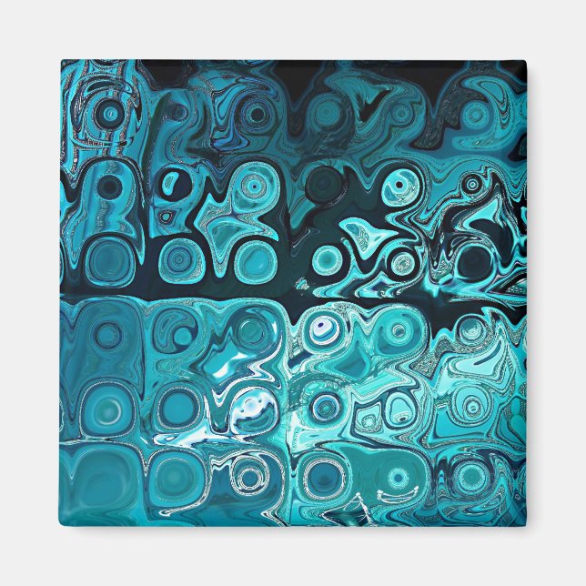 Teal Glass Blocks Magnet (Front)