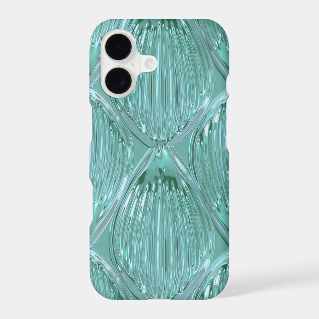 Teal glass look abstract art pattern  iphone case (Back)