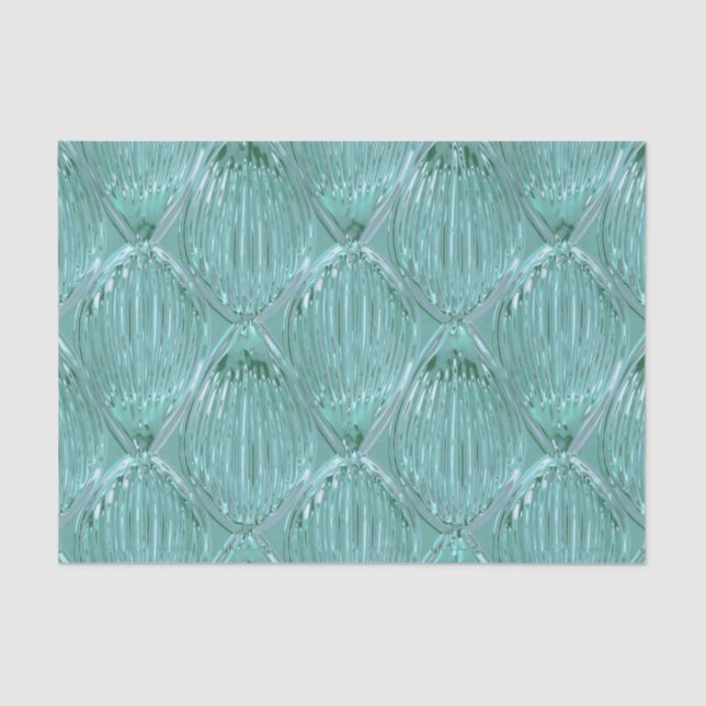 Teal glass look abstract pattern elegant tissue paper (Front)