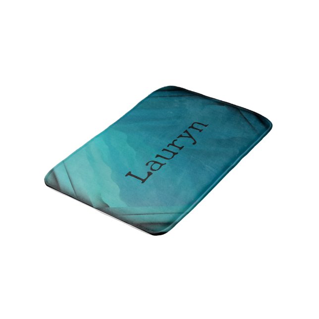 Teal glass texture bath mat (Angled)