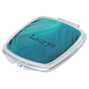 Teal glass texture compact mirror
