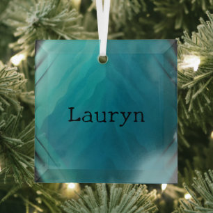 Teal glass texture ornament