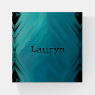 Teal glass texture paperweight