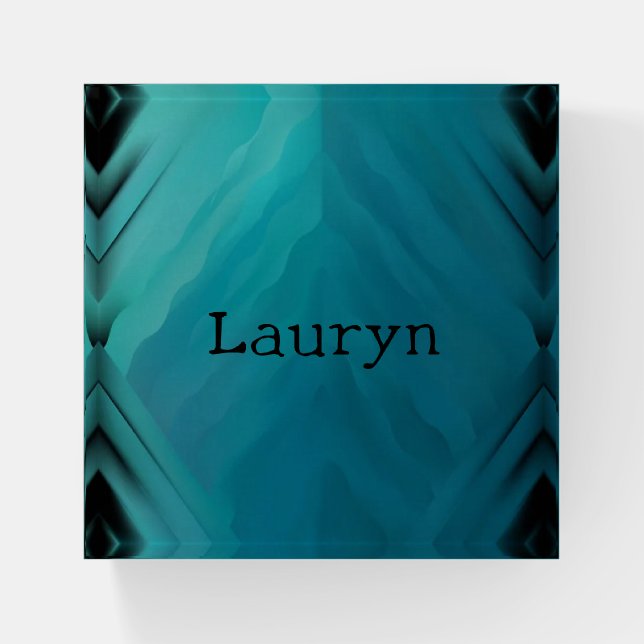 Teal glass texture paperweight (Front)