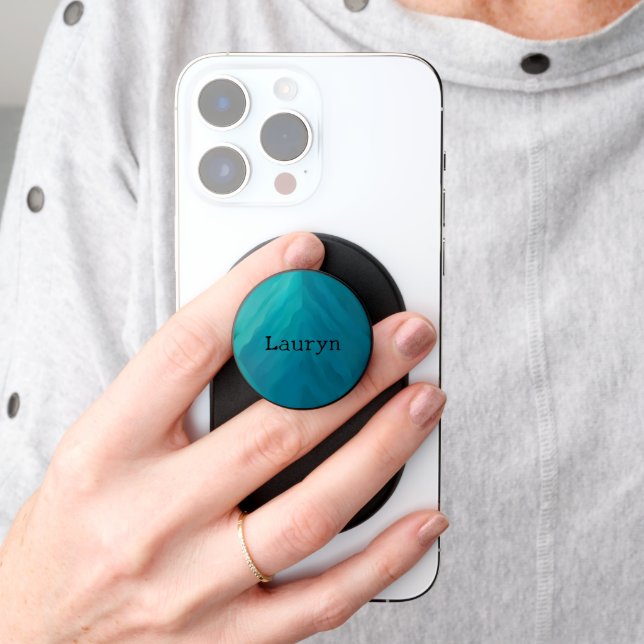 Teal glass texture PopSocket (Hand)