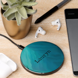 Teal glass texture wireless charger 