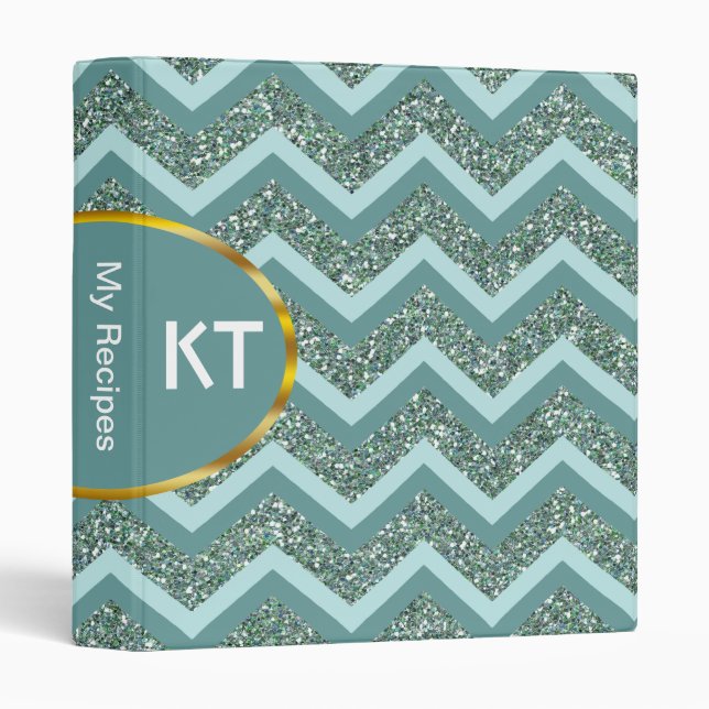 Teal Glitter 3 Ring Binder (Front/Spine)