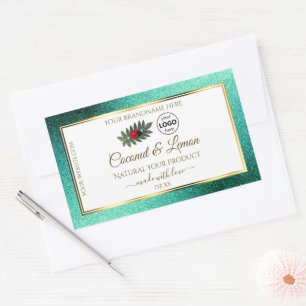 Teal Glitter and White Product Labels Ladybug Logo