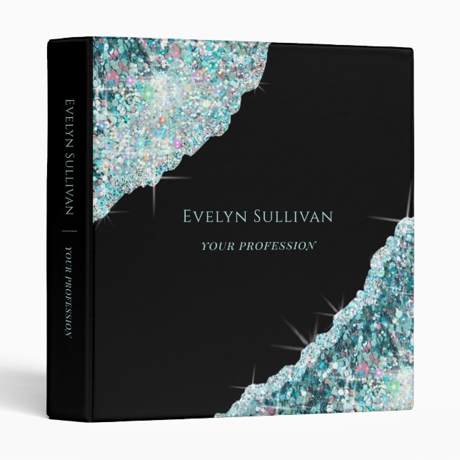Teal glitter binder (Front/Spine)