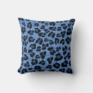 *~* TEAL Glitter Black Spot Leopard Animal Pattern Throw Pillow