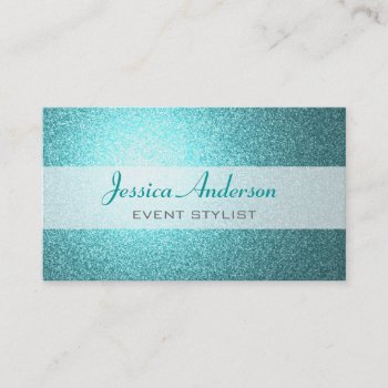 Teal Glitter Business Cards by charmingink at Zazzle