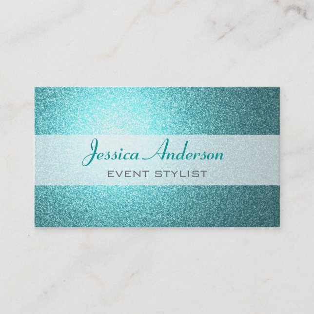 Teal Glitter Business Cards (Front)
