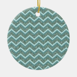 Teal Glitter Ceramic Ornament