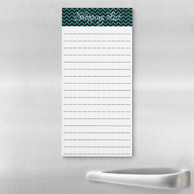 Teal Glitter Chevron Magnetic Notepad (In Situ)