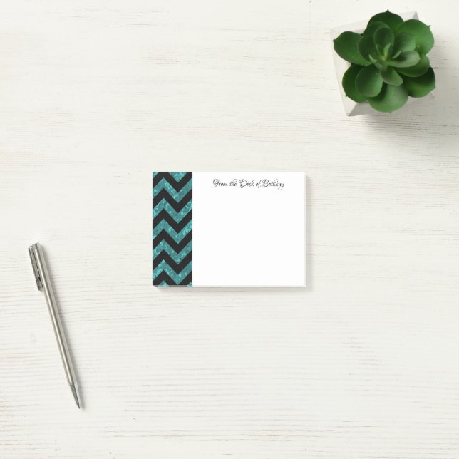 Teal Glitter Chevron Notes (Office)