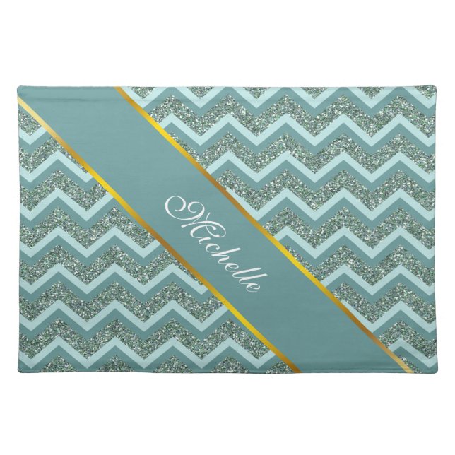 Teal Glitter Cloth Placemat (Front)