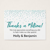 Teal Glitter Confetti Script Thanks a Million Card (Front)