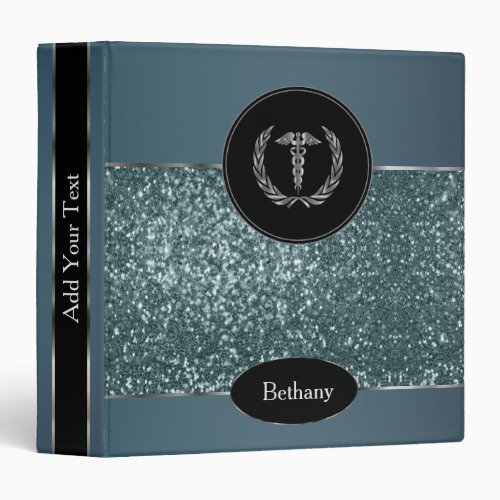 Teal Glitter _ Create Your Own  3 Ring Binder