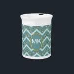 Teal Glitter Drink Pitcher<br><div class="desc">We are celebrating the New 2013 color trends in this fun teal zigzag pattern with sparkly glitter - We have left all of the images used in this design customizable - You can play with them to your hearts content- Click the orange 'Customize This' button and highlight the image you...</div>