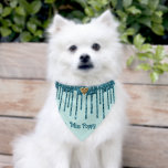 Teal Glitter Drips on Light Blue-Gold Heart Pet Bandana Collar<br><div class="desc">This snazzy bandana will look so adorable on your kitty or puppy. It's a light robins egg blue with turquoise teal glitter drips coming down from the top. In the center is a shiny gold heart to let your furbaby know you will always love her and you personalize with her...</div>