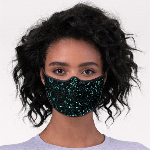 Teal Glitter Effect Tropical Elegant Glam Modern Premium Face Mask