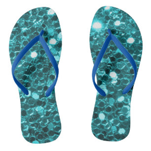Teal Glitter Flip Flops