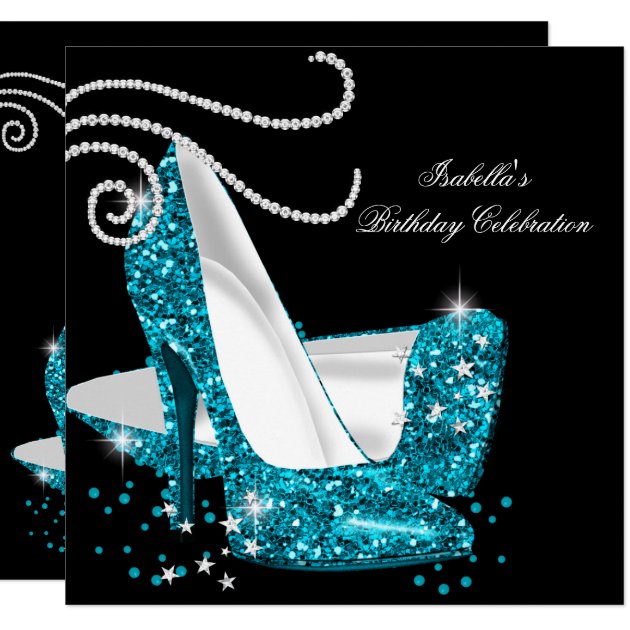teal glitter heels