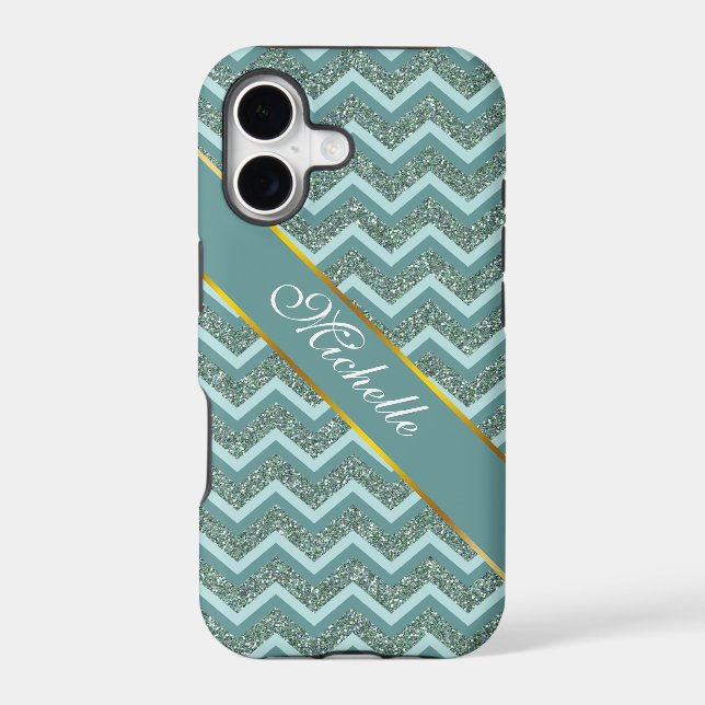 Teal Glitter Iphone Case (Back)