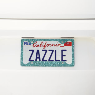 Teal Glitter License Plate Frame