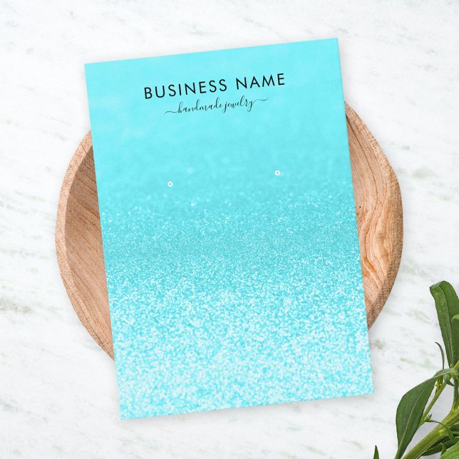 Teal Glitter Lights Earring Jewelry Display Business Card (Creator Uploaded)