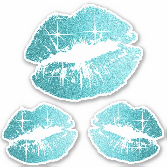 Teal Glitter Lips - Kiss-Cut Sticker (Front)