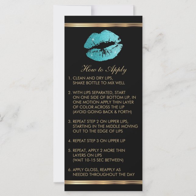 Teal Glitter Lipsense Senegence  Instructions (Front)