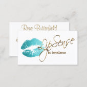 Teal Glitter Lipstick Business Card (Front/Back)
