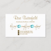 Teal Glitter Lipstick Business Card (Back)
