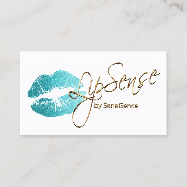 Teal Glitter Lipstick Business Card (Front)