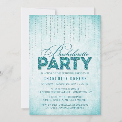 Glitter Look Bachelorette Party Invitation