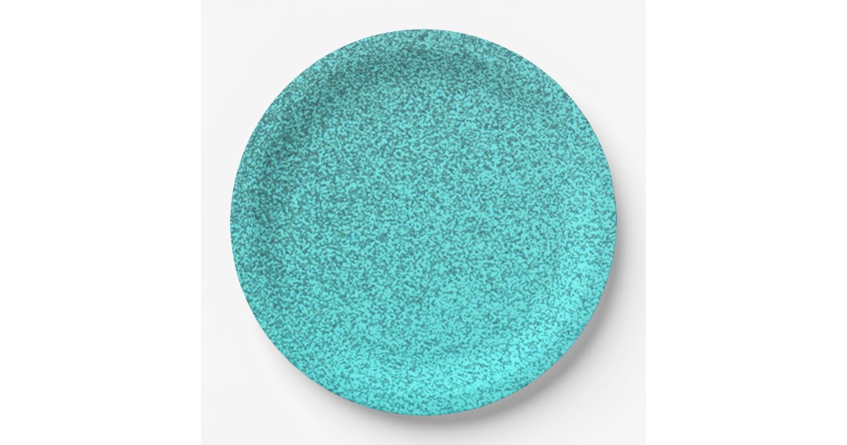 Teal glitter look paper plates Zazzle