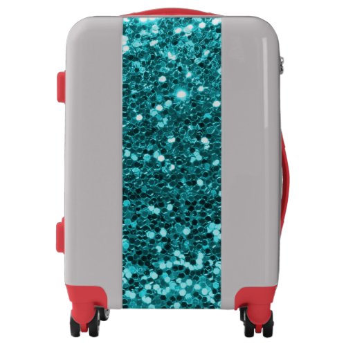 Teal Glitter Luggage