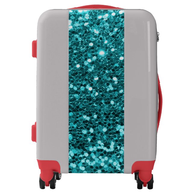Teal Glitter Luggage (Front)