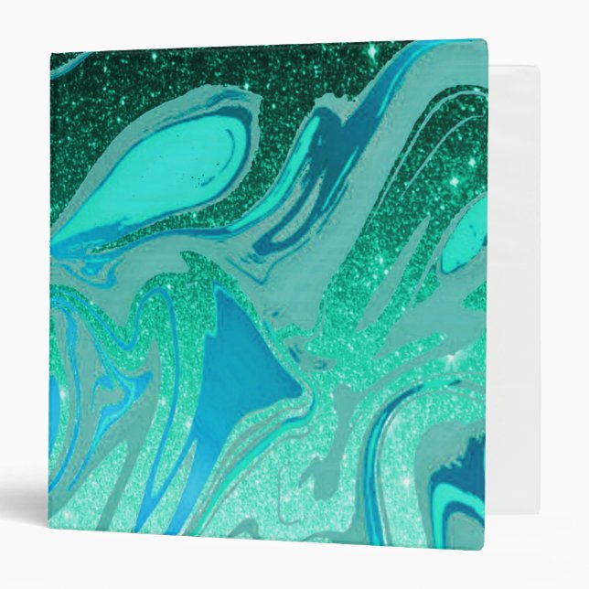 Teal glitter marble 3 ring binder (Front/Inside)